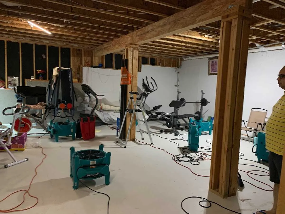 Basement drying equipment setup for Structural Drying in Elkton